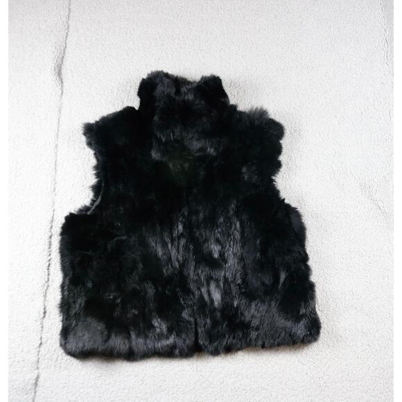 Adrienne Landau Fur Black Womens Large Rabbit Fur Vest - Picture 1 of 7